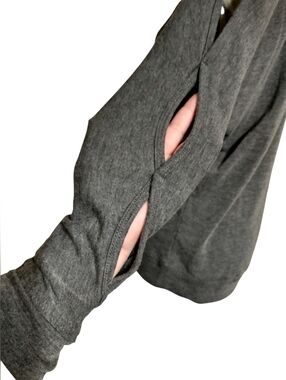 Gray Top With Peek A Boo Sleeves